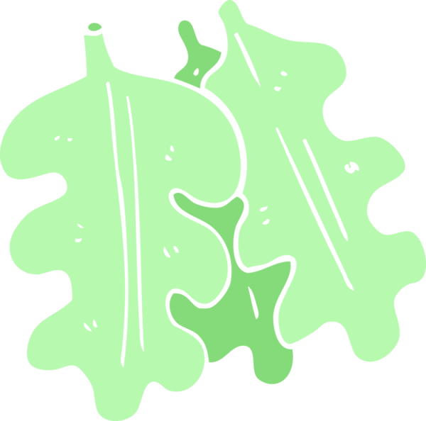 Bir insan tarafından çizilmiş meşe yapraklarının düz renk çizimi