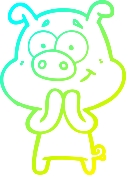 Bir insan tarafından çizilmiş mutlu çizgi film domuzu çizimi.