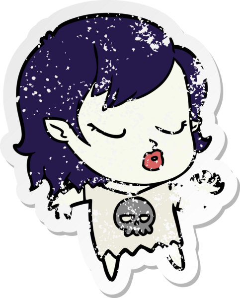 Bir insan tarafından çizilmiş şirin bir vampir kızın sıkıntılı çıkartması.