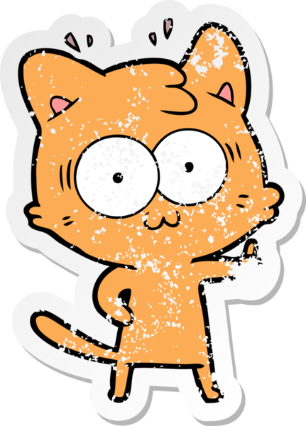 Bir karikatür çıkartması bir insan tarafından çizilmiş kediye şaşırttı.