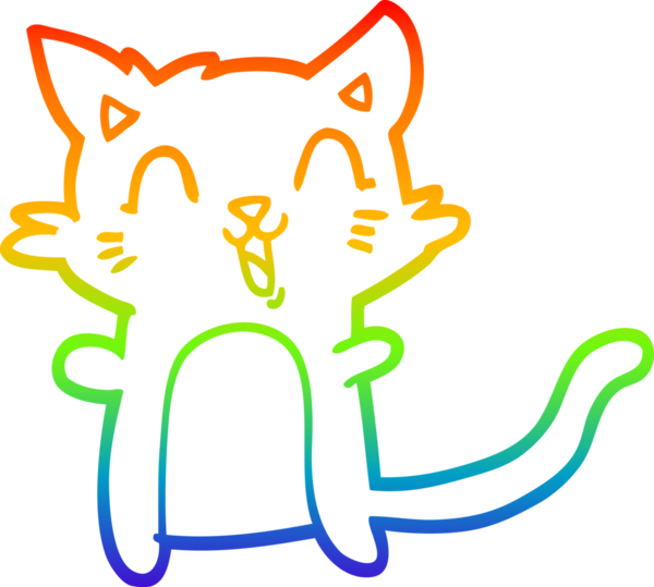 gökkuşağı gradyan çizgi çizimi Bir insan tarafından çizilmiş mutlu kedi
