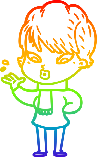 gökkuşağı gradyan çizimi bir insan tarafından çizilmiş bir karikatür kadın