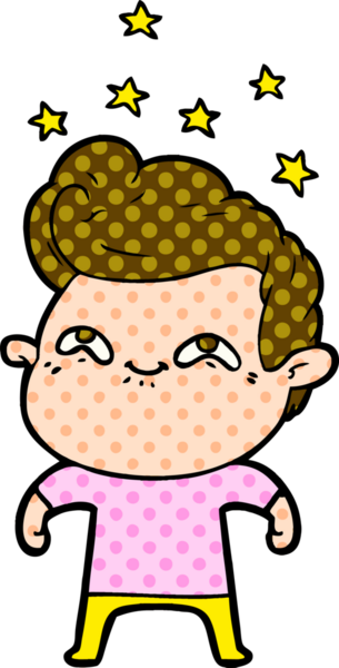 Bir insan tarafından çizilmiş heyecanlı bir çizgi film.