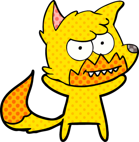 Bir insan tarafından çizilmiş tilki çizgi film karakteri