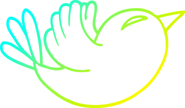 Bir insan tarafından çizilen mavi kuşun soğuk gradyan çizgisi.