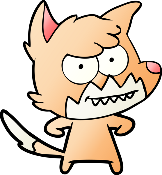 Bir insan tarafından çizilmiş sırıtan tilki çizgi filmi.