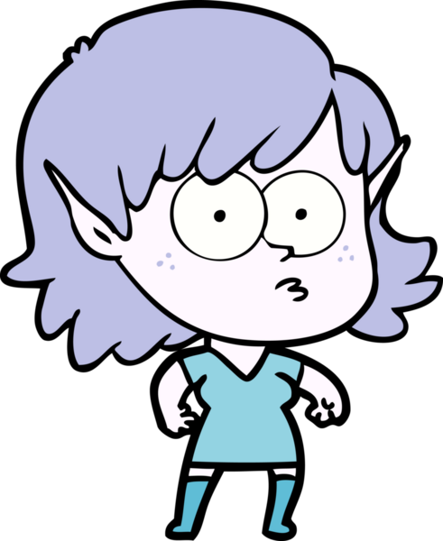 Bir insan tarafından çizilmiş çizgi film elf kızı.