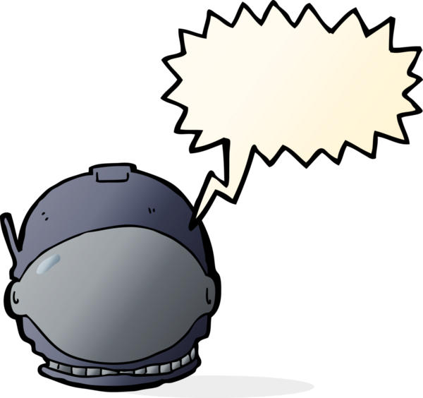 Bir insan tarafından çizilmiş konuşma balonlu astronot yüzü.