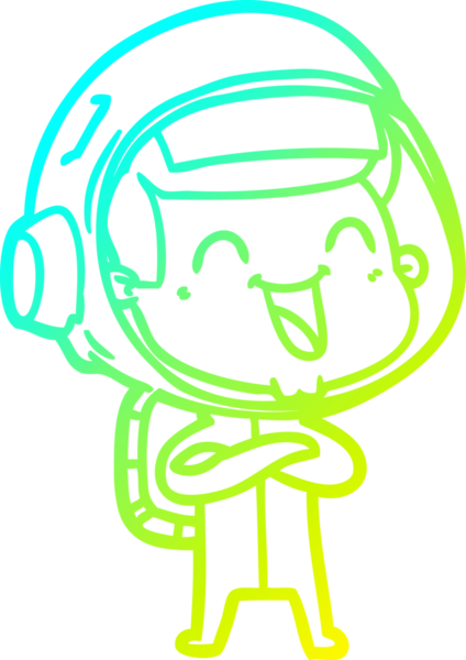 Bir insan tarafından çizilmiş mutlu bir astronotun soğuk gradyan çizimi.