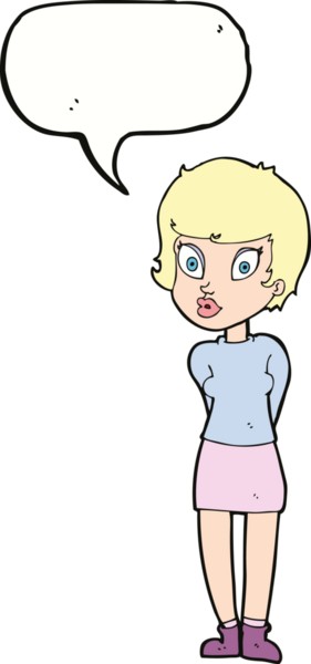 Bir insan tarafından çizilmiş konuşma balonu olan güzel bir kadın.