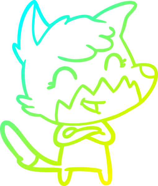 Bir insan tarafından çizilmiş mutlu bir tilkinin soğuk çizgi çizimi.