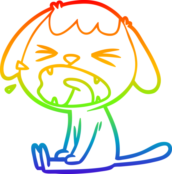 Gökkuşağı gradyan çizgisi bir insan tarafından çizilmiş şirin bir çizgi köpek havlaması.