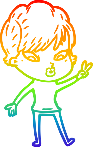 gökkuşağı gradyan çizimi bir insan tarafından çizilmiş bir karikatür kadın