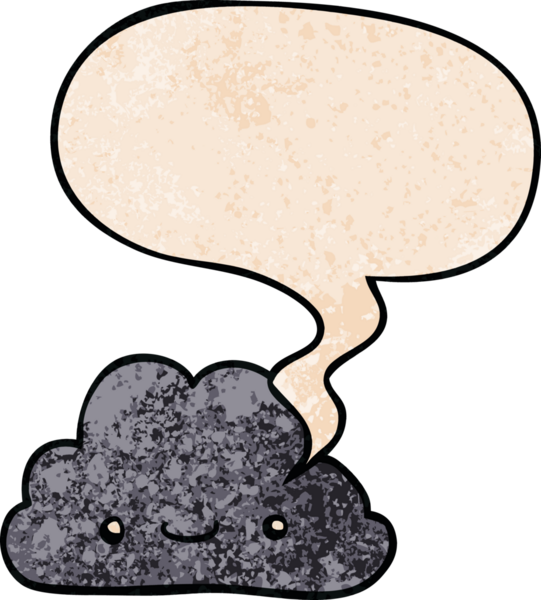 Bir insan tarafından çizilmiş geçmişe dönük konuşma baloncuklu şirin çizgi film bulutu.