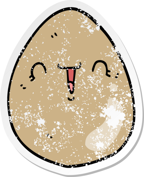 Bir insan tarafından çizilmiş karikatür yumurtasının sıkıntılı etiketi.