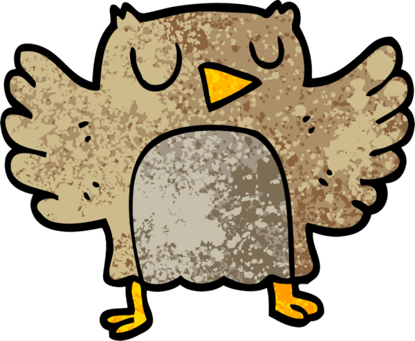 Bir insan tarafından çizilmiş grunge desenli çizim baykuşu.