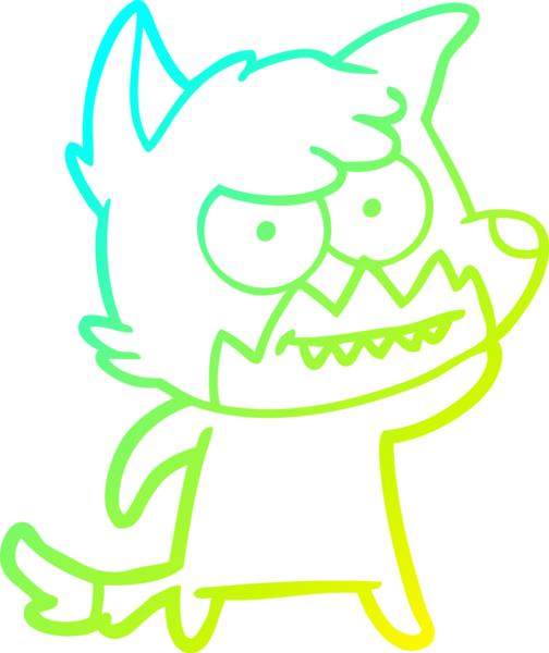 Bir insan tarafından çizilmiş sırıtan bir tilkinin soğuk çizgi çizimi