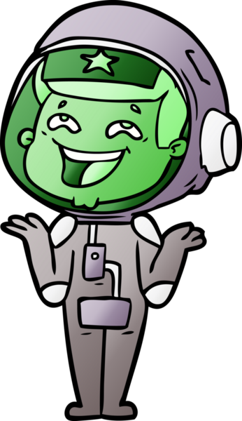 Bir insan tarafından çizilmiş gülen astronot çizgi filmi.
