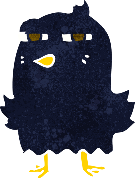 Bir insan tarafından çizilmiş komik çizgi film kuşu.