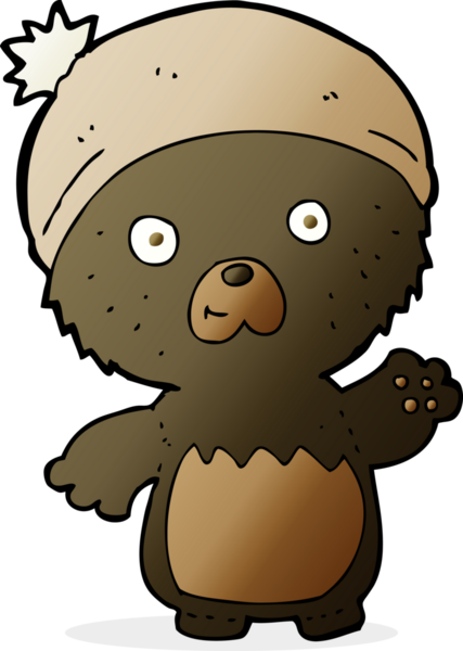 Bir insan tarafından çizilmiş şapkalı sevimli oyuncak ayı.