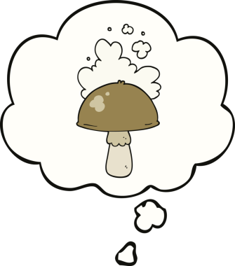 Bir insan tarafından çizilmiş düşünce baloncuklu spor bulutlu mantar.