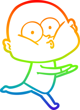 Gökkuşağı gradyan çizgi çizimi bir insan tarafından çizilmiş kel bir adamın çizimi