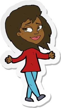 Bir insan tarafından çizilmiş stressiz kadın çizgi filminin çıkartması.