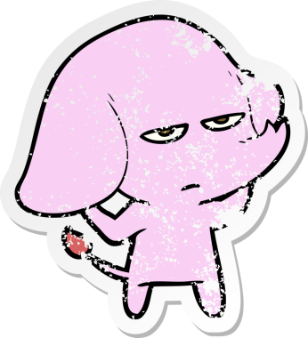 Bir insan tarafından çizilmiş kızgın bir fil çıkartması.