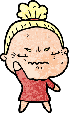 Çizgi film bir insan tarafından çizilmiş yaşlı bir kadın tarafından rahatsız edildi.