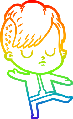 gökkuşağı gradyan çizimi bir insan tarafından çizilmiş bir karikatür kadın