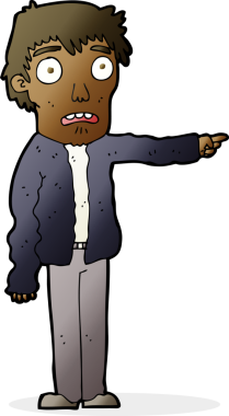 Bir insan tarafından çizilmiş korkmuş bir çizgi film.