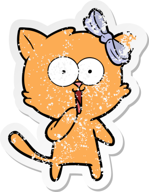 Bir insan tarafından çizilmiş karikatür bir kedinin sıkıntılı çıkartması.