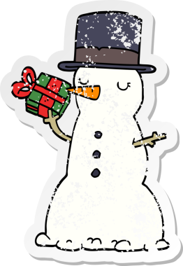 Bir insan tarafından çizilmiş kardan adamın sıkıntılı çıkartması.