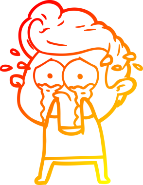 Bir insan tarafından çizilmiş, ağlayan bir çizgi film karakteri.