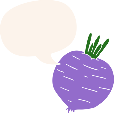 bir insan tarafından çizilmiş retro tarzı konuşma baloncuğu olan sebze çizgi filmi.