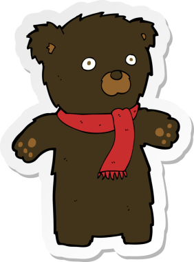 Bir insan tarafından çizilmiş şirin siyah bir ayının çıkartması.