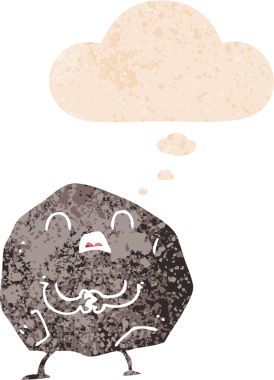 Düşünce baloncuklu karikatür bir insan tarafından çizilmiş grunge sıkıntılı retro tarzı