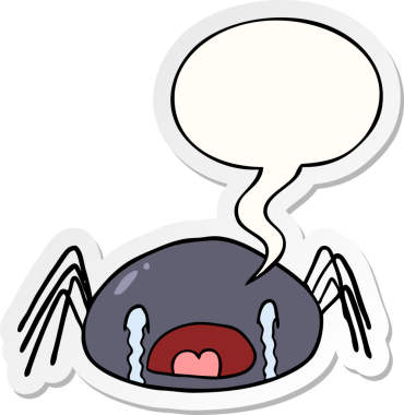 Bir insan tarafından çizilmiş balon çıkartmasıyla ağlayan cadılar bayramı örümceği çizgi filmi.