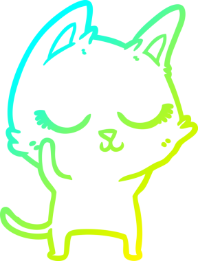 Bir insan tarafından çizilmiş sakin bir çizgi film kedisinin soğuk eğim çizgisi.