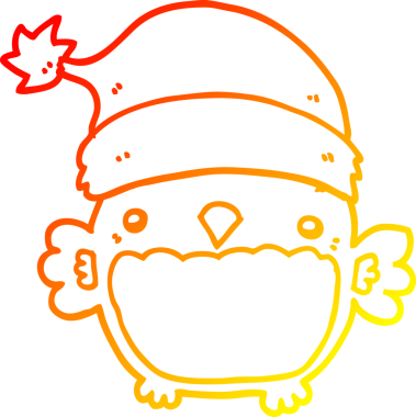 Bir insan tarafından çizilmiş şirin bir Noel baykuşunun sıcak gradyan çizimi