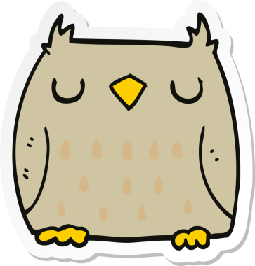 Bir insan tarafından çizilmiş şirin bir baykuşun çıkartması.