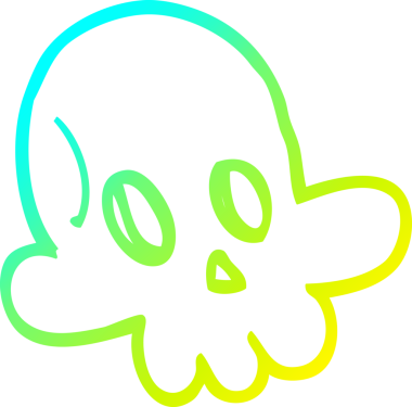 Bir insan tarafından çizilen cadılar bayramı kafatası karikatürü.