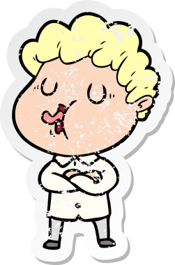 Bir insan tarafından çizilmiş bir çizgi film karakterinin sıkıntılı çıkartması.