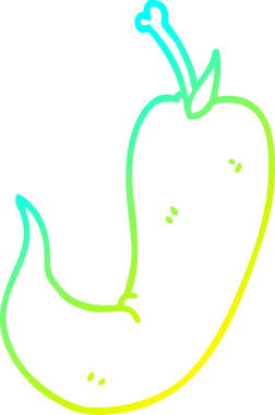 Bir insan tarafından çizilmiş kırmızı biber çizgi filminin soğuk gradyan çizimi