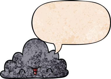 Bir insan tarafından çizilmiş geçmişe dönük konuşma baloncuklu şirin çizgi film bulutu.