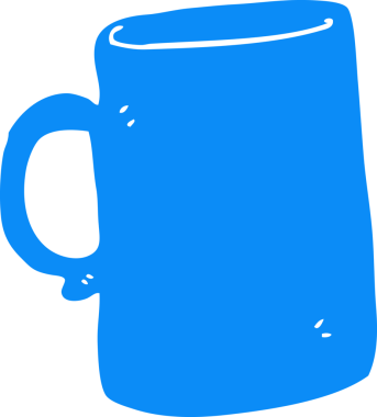 Bir insan tarafından çizilmiş düz renk çizgi film kupası