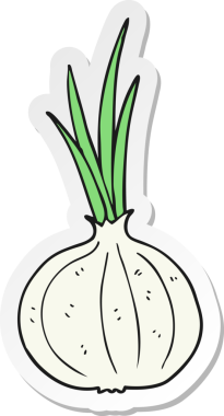 Bir insan tarafından çizilmiş karikatür soğanı çıkartması.