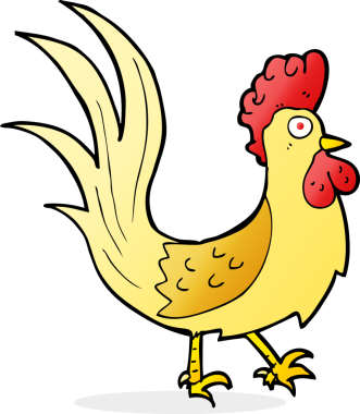 Bir insan tarafından çizilmiş bir horoz resmi.