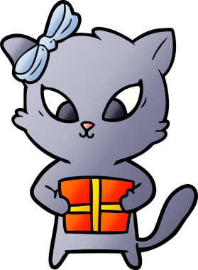 Bir insan tarafından çizilmiş çizgi film kedisi.