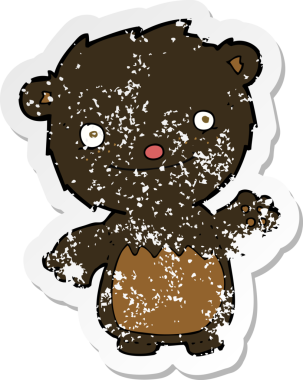 Bir insan tarafından çizilmiş siyah ayı yavrusu sallayan bir çizgi filmin gerilimli yapıştırması.